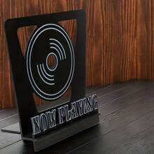 1 pezzo Supporto per dischi in vinile neri, supporto in legno nero, design super cool, può contenere 4-8 copertine di album