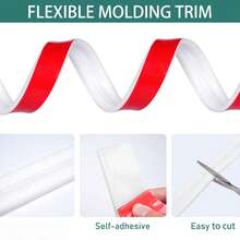1条2米/78.74英寸自粘3D墙面装饰条，白色柔性DIY墙面装饰条，适用于镜子、窗框和家居装饰 - 彩色 - 查看 5