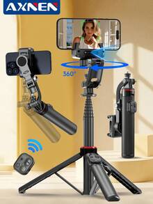 AXNEN 360°旋转自拍杆,带自动人脸追踪三脚架云台稳定器、无线遥控手机支架,兼容安卓和iOS智能手机,适用于暑假、旅行、户外活动、直播、摄影、视频拍摄。 - 彩色 - 查看 13