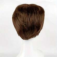 1 件装自然造型男士短假发中分设计全头假发带网时尚韩式 - 棕色 - 查看 1