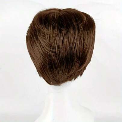 1 件装自然造型男士短假发中分设计全头假发带网时尚韩式