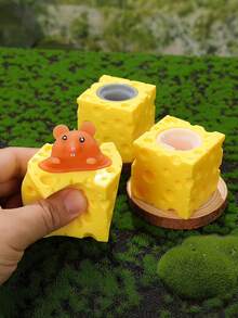 1/4个可爱卡通奶酪老鼠挤压玩具,趣味恶作剧礼物,适合儿童和青少年,减压玩具,可爱小物件,旅行玩具,自闭症教育玩具,感恩节礼物,趣味新奇玩具,儿童玩具,可爱礼物,生日礼物,复活节礼物,万圣节礼物,圣诞节礼物,复活节篮子填充物 - 彩色 - 查看 7