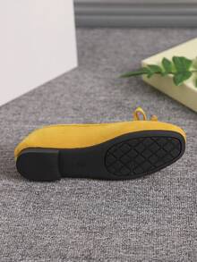 European & American Fashion Ballet Flats For Women, Woven Bow Round Toe Soft Leather Soft Sole Comfortable Slip-On Shoes