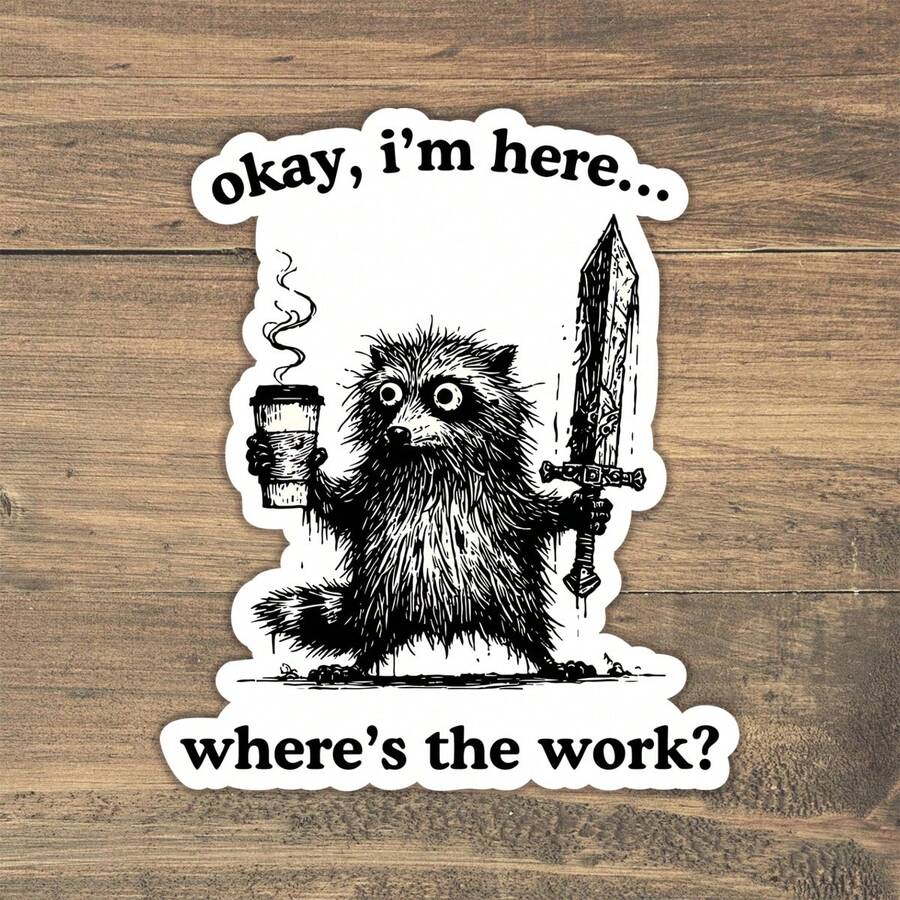 Okay I'm Here Sticker, Low-Energy Mood Statement For Laptops, Workspaces, Water Bottles, Journals, Desks, Great For Introverts, Overthinkers, And Anyone Just Barely Showing Up, Funny Gift For Coworkers Or Burnout Besties - Multicolor - View 1