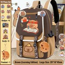 1 Set Cute & Lightweight Capybara Backpack, Large Capacity Design To Reduce Burden And Protect Spine, Suitable For Lower Grade Students, Back-To-School Stationery Gift For Friends And Students School Bag Bookbag