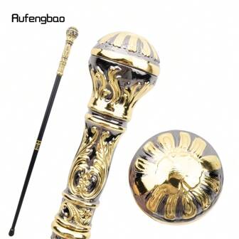 Golden Black Luxury Round Stick Decorative Cane Elegant Fashion Cane Cosplay Alloy Crosier Vintage Stick