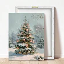 1 件，帆布墙饰，带框圣诞墙饰，复古粉色圣诞主题，粉色和银色球形装饰，节日冬季墙饰，圣诞树装饰艺术，圣诞装饰品，圣诞海报，圣诞家居装饰，节日房间装饰，宿舍装饰，卧室装饰，浴室装饰，客厅装饰，节日氛围装饰，圣诞礼物 - 彩色 - 查看 8