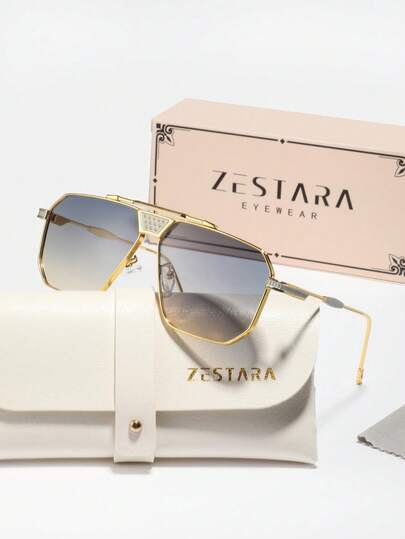 1 Pair Men's Metal Frame Flat Top Fashion Glasses, Elegant High-End Versatile Fashion Glasses Suitable For Skateboarding, Lake Walks, Parks