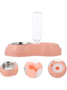 2-In-1 Cat & Dog Bowls, Pet Water & Food Bowls Set With Automatic Water Dispenser And Removable Stainless Steel Bowls, Suitable For Small Dogs & Cats, Puppies & Kittens - Multicolor - View 2