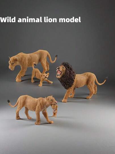 Realistic Solid Wild Forest Animal Lion Model, Children's Toy, Ideal For Science Education, Bedroom/Living Room Decor, And Halloween Gift