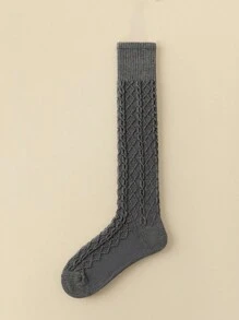 1 Pair Women Knee-High Socks, Multi-Color Wool Blend Fashionable Versatile Leg Warmers For Daily Wear, Y2k