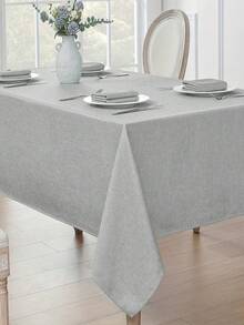 1pc Water-Repellent, Splash-Proof Solid Color Polyester Rectangular Tablecloth, Simple Woven Thick Tablecloth Suitable For Restaurant, Outdoor, Living Room, Patio, Picnic Or Holiday Party, Home Decor - Light Grey - View 4