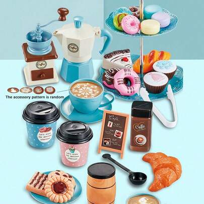 Afternoon Tea Set Kids Speelgoed Gesimuleerde Koffiezetapparaat Koffiehuis Speelgoed Voor Meisjes Jongens Keuken Speelset Verjaardagscadeau Vakantie (Gedeeltelijke Accessoires Stijlen Worden Willekeurig Geselecteerd, Koffiedekselpatronen Zijn Willekeurig),Theekransje Kinderen,Theesets Voor Kinderen,Crocks>Kid