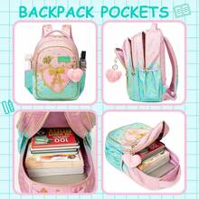 3PCS Girls School Backpack Set With Lunch Tote And Pencil Case Lightweight Elementary Bookbag For Kids Back To School Bag Gift - Multicolor - View 4