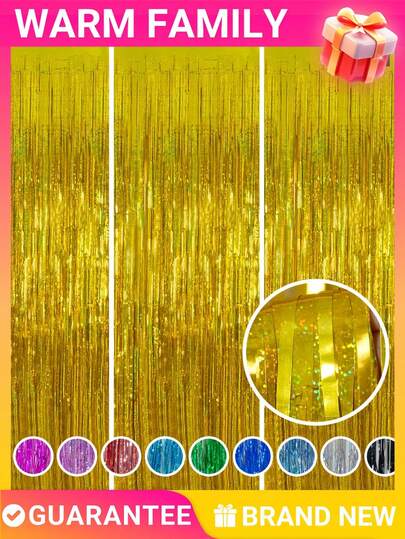 1-4m Luxury Gold Metallic Foil Party Curtain - Foil Curtain,Laser Curtain,Premium Shimmering Backdrop For New Year Wedding Reception With High-Reflective Surface, Perfect For Christmas Anniversary Gala Dinner Photo Booth Stage Decor, Elegant Ballroom Divider For Corporate Event Birthday Celebration VIP Lounge