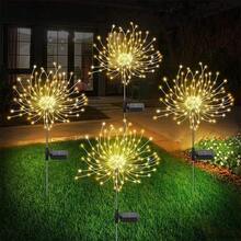 2/4Pcs Solar LED Firework Fairy Light Outdoor Garden Decoration Lawn Pathway Light For Patio Yard Party Christmas Wedding - Warm White - View 2