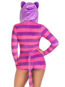 Adult Mouse/Shark/Cat Costume For Women Halloween Rat/Shark/Cat Costume With Hood Women Hooded Zipper Jumpsuit Shorts Cartoon Animal Cosplay - 紫色 - 查看 6