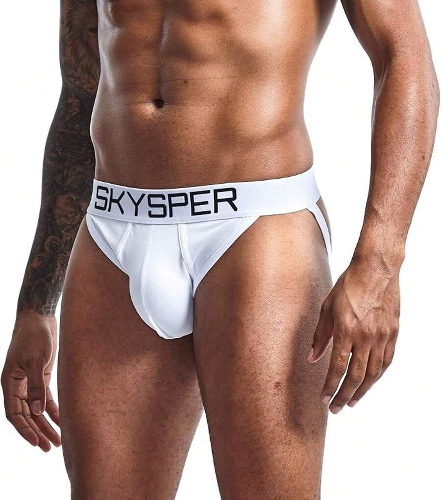 SKYSPER Jockstrap Athletic Supporters For Men Jock Strap Male Underwear Men's Thong Jockstrap Underwear - Sg04-white - 查看 1