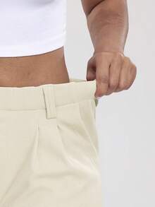 Women's High-Waisted Wide Leg Pants - Stretchy Non-Transparent Office & Casual Trousers With Elastic Waist, All-Season Business Slacks For Women Elegant Pants For Work, Gym, Casual Attire, High Waisted Pants, Gym Attire, Waffle Texture, Breathable Material, Stylish Bottoms - 米色 - 查看 4