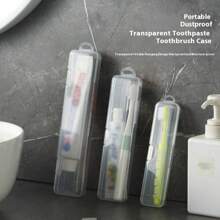 1set Travel Portable Transparent Toothbrush Box Electric Toothbrush Breathable Long Clause Flip Cover Storage Box