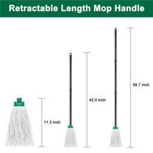 Mop For Floor Cleaning, 2 Pcs Cotton String Wet Mops Replacement Head Compatible With Microfiber Cloth Mop Refill & 0. 8" Diameter Mops Handle, Green(1 Handle & 2 Heads) - 綠色 - 查看 6