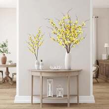 Artificial Cherry Blossom Flowers 4 Pcs Faux Cherry Blossom Stems Faux Silk Cherry Blossom Branches 41'' Fake Flowers Long Stems For Vase Arrangements Home Wedding Table Decor (Pink) KF - 黃色 - 查看 4