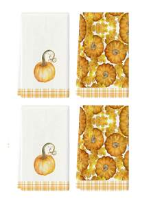 Prosoape de bucătărie cu dovleac de Ziua Recunoștinței, 2 buc/4 buc/12 buc, lavete decorative pentru bucătărie, stil modern, absorbante și cu uscare rapidă, material din microfibră, dreptunghiulare 40 * 60 cm, model imprimat digital, potrivite pentru decorul bucătăriei de acasă, decorațiuni pentru petreceri în aer liber, cadouri de sărbători, cadouri de ziua de naștere. - Multicolor - Vizualizare 9