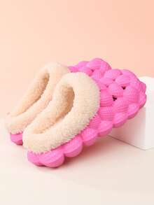 Peanut Shaped Warm Slippers For Boys And Girls, Fashion Versatile Indoor/Outdoor Wear, Lightweight EVA Sole