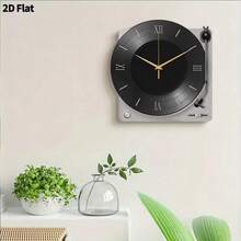 2D Flat, 1pc Modern Style Music Player Wall Clock, Super Silent Quartz Movement, No Ticking, Suitable For Living Room Music Room Bedroom Kitchen Coffee Bar Decoration, Perfect Gift And Festival Decoration - Multicolor - View 12