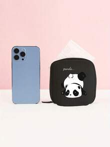 Túi đựng băng vệ sinh in hình gấu trúc, túi đựng băng vệ sinh đa năng, túi vuông nhỏ, túi đựng mỹ phẩm và đồ vệ sinh cá nhân bằng nhung tăm phong cách ngọt ngào Nhật Bản, túi đựng băng vệ sinh đơn gói cơ bản dùng hàng ngày, túi đựng phong cách tối giản dung lượng lớn di động, có thể đựng băng vệ sinh, tampon và tampon - Nhiều màu - Xem 5