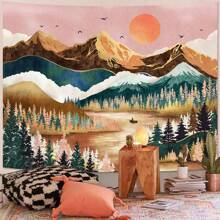 Local Shipping 2025 New   Black And White Tapestry Starry Night Mountain Tapestries For Bedroom Aesthetic Moon And Stars Tapastry's Wall Hanging Dark Nature Forest Wall Tapestry For Living Room Dorm (48'' * 36'') - Multi Color - View 5