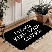 1Pc Black Door Mat With Interesting Letters Print Pattern, Classic Rectangle Quick-Drying Absorbent Polyester Carpet, Suitable For Indoor Outdoor Home Bedroom Bathroom Kitchen And Dining Room Decoration, Four Season Used Good For Gifts Party Supply Festival Holiday Courtyard Decor