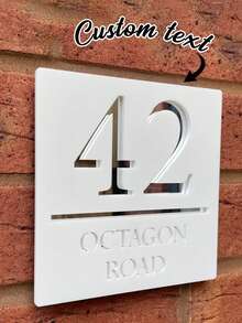 Customized Modern House Number Plate, Laser Cut Acrylic Outdoor Address Plaque, Waterproof And Windproof, Wall Mounted, Home Decor, Unique Housewarming Gift, House Number, Address Plate, Modern House Number Plate, Digits, House Name Plate, Decorative Plaque, Silver House Number Plate, Acrylic House Number Plate - Multicolor - View 7