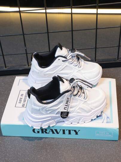 Boys & Girls Running Shoes, Casual Sports Sneakers With Hook & Loop Closure, Lightweight Mesh Breathable Upper, Striped Pattern, Low-Top Design, Suitable For Daily Wear, Running And Leisure Activities - Spring/Autumn/All Season