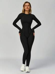 MASKERT Women's Sportswear, Yoga Clothes, Jumpsuit, Pants, Running Exercise, Fitness Clothes, High Stretch Yoga Clothes, Home Leisure, Comfortable And Skin Friendly Shapewear Jumpsuit - Black - View 4