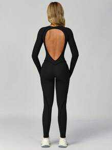 MASKERT Women's Sportswear, Yoga Clothes, Jumpsuit, Pants, Running Exercise, Fitness Clothes, High Stretch Yoga Clothes, Home Leisure, Comfortable And Skin Friendly Shapewear Jumpsuit - Black - View 2