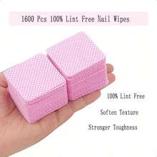 1600Pcs Lint-Free Nail Wipes, Dual-Use Eyelash Extension Glue Remover Pads, Soft Nonwoven No-Lint Cotton For Gel Polish Removal, Salon/Home Manicure Pedicure Tools, Absorbent Quick-Dry Lash Cleansing Wipes, Professional Nail Art & Lash Grafting Supplies