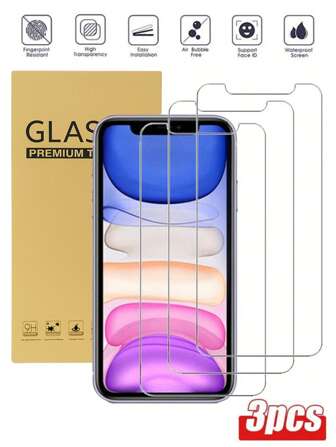 3 件防刮钢化玻璃屏幕保护膜，高清、清晰、防水、耐用、边缘不易破碎，兼容 6/7/8/X/XS/11/12/13/14/15 Pro Max/16 Pro Max/16 Plus/16/16e