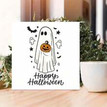 Letrero decorativo de fantasmas blancos de Halloween - Decoración de escritorio de oficina linda, decoración de habitación bohemia, decoración de pared de estilo granja para suministros de fiesta de Halloween