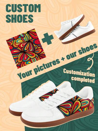 Men's Custom Photo PU Upper Low-Top Sneakers, Lightweight & Stylish Comfortable, Unisex All-Season Casual Wear, Customize Gift For Mom/Dad/Her/Him/Girlfriend/Boyfriend/Wife/Husband/Friend