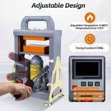 5 Ton Manual Hydraulic Heat Press Machine - 600W Dual Heating Plates For Rosin Extraction, EU Plug