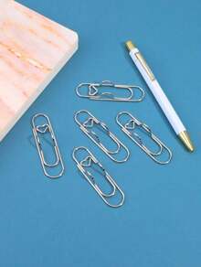 5 Pcs Creative Paperclip Shape Metal Pen Clip - Multifunctional Notebook Pen Holder, Assorted Colors Clip For Journal, Office And School Stationery Tools, Unique Back To School Supplies Gift