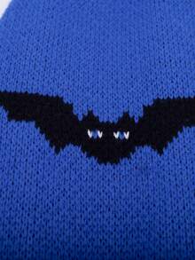 1pc Pet Cat & Dog Pullover Sweater, Halloween Bat Pattern Jacquard Knit Thick Sweater For Small/Medium Dogs, Fashionable Design For Pet Lovers