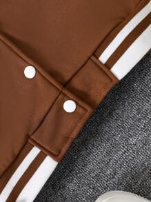 Tween Girl City Style Fitted Short Zip-Up Jacket, Long Sleeve - Brown - View 5