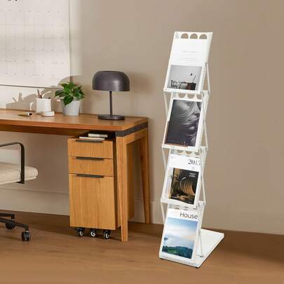 Espositore pieghevole per brochure e riviste, scaffali per ufficio, porta cataloghi e depliant per ufficio e fiere