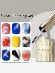 RS NAIL 10克速效透明绽放凝胶 UV LED 绽放凝胶，可扩散效果，大理石花朵水彩花卉印花，可卸除指甲油，女士适用 - 無色 - 查看 3