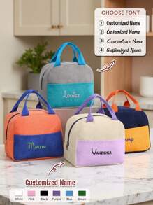 1 件个性化大容量午餐盒袋，定制名字午餐手提袋，个性化保温午餐盒袋，手提铝箔冰袋，午餐袋，野餐收纳袋，适合户外旅行