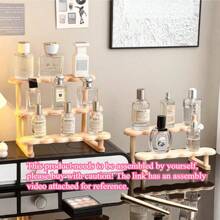 3-Tier Wooden Display Rack, Suitable For Perfume Storage & Display, Doll Display, Applicable For Holiday Beach, Bathroom, Bedroom, Large Capacity - Wood Color - View 5