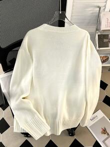 女式花卉刺绣长袖口袋前扣开衫，带叶子图案