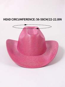 1 件女式闪亮水钻装饰牛仔帽，四季皆宜，情人节限量版 - 玫紅色 - 查看 2